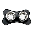 Bone Shaped Anti Spillage Double Pet Bowl Black