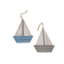 Wooden Sailboat Ornament Asstd - Set of 2
