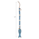 Wood Beaded Garland With Fish 17" - Set of 2
