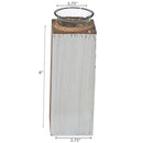White Wooden Tealight Candle Holder With Rope 8"