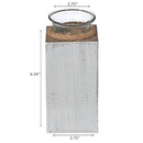 White Wooden Tealight Candle Holder With Rope 6.30"