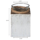 White Wooden Tealight Candle Holder With Rope 4.75"