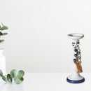 Pillar Candle Holder With Beaded Garland 11.25"