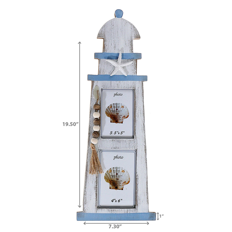 Lighthouse With Beaded Garland Photo Frame