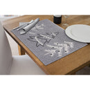 Christmas Tapestry Placemat Gray Trees 13X18 - Set of 12
