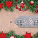 Christmas Tapestry Table Runner Gray Trees 54"