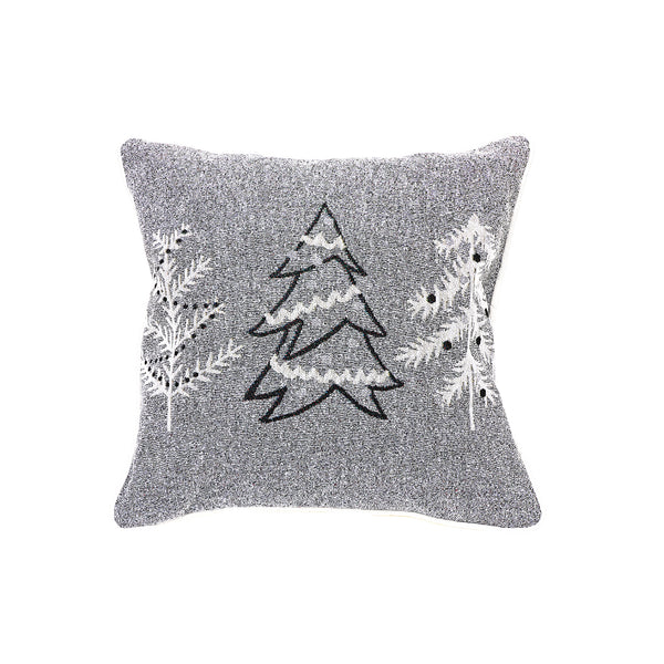 Christmas Tapestry Cushion Gray Trees 18X18 - Set of 2