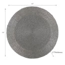 Christmas Beaded Round Placemat Silver - Set of 4