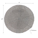 Christmas Beaded Round Coaster Silver - Set of 6