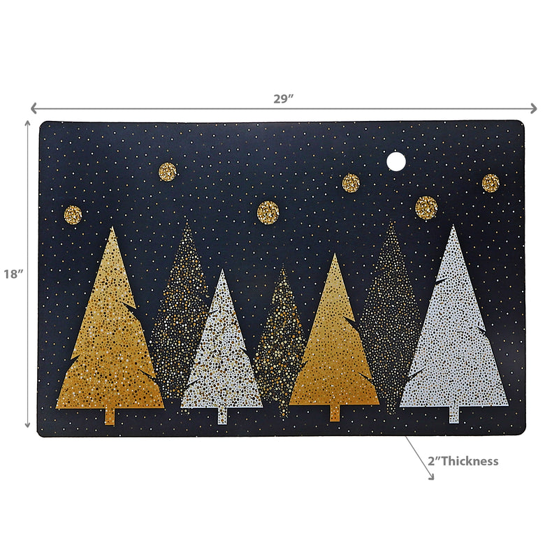 Christmas Printed Rubber Mat Black Gold Christmas