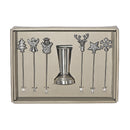 Christmas Set Of 6 Assorted Cocktail Picks With Holder