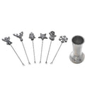 Christmas Set Of 6 Assorted Cocktail Picks With Holder