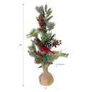 Christmas Cardinal And Pinecone Tree In Burlap