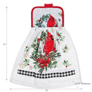 Christmas Tie Hand Towel Cardinal Wreath - Set of 4