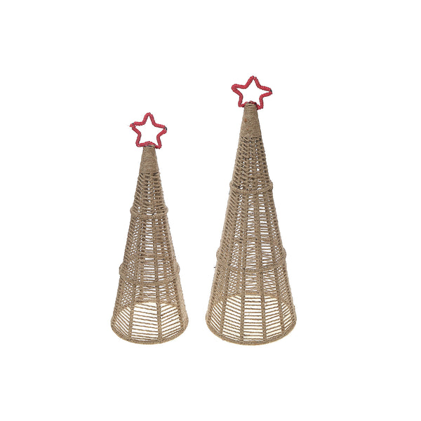 Christmas Jute Cone Tree With Star Set Of 2