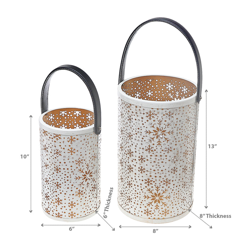 Christmas Metal Cutout Lantern Set Of 2 Snowflake