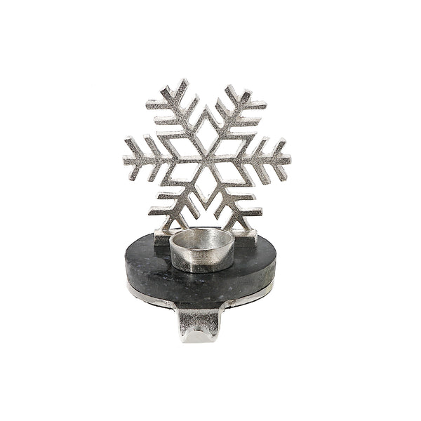 Christmas Snowflake With Tealight Stocking Holder (Silver)