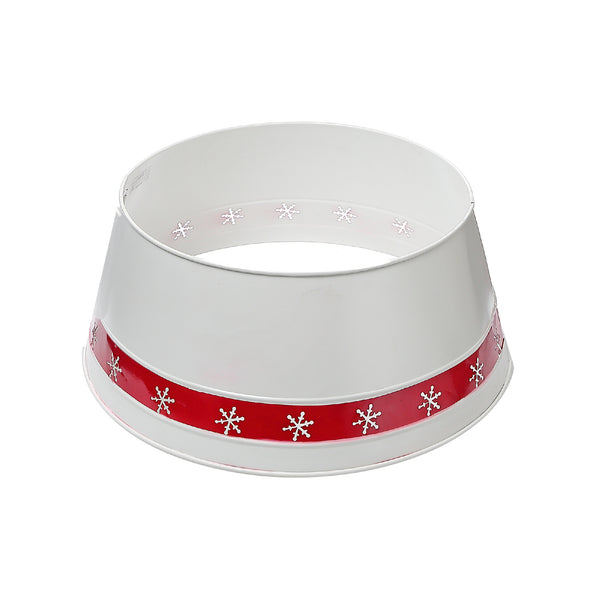 Christmas Metal White Tree Collar With Snowflakes