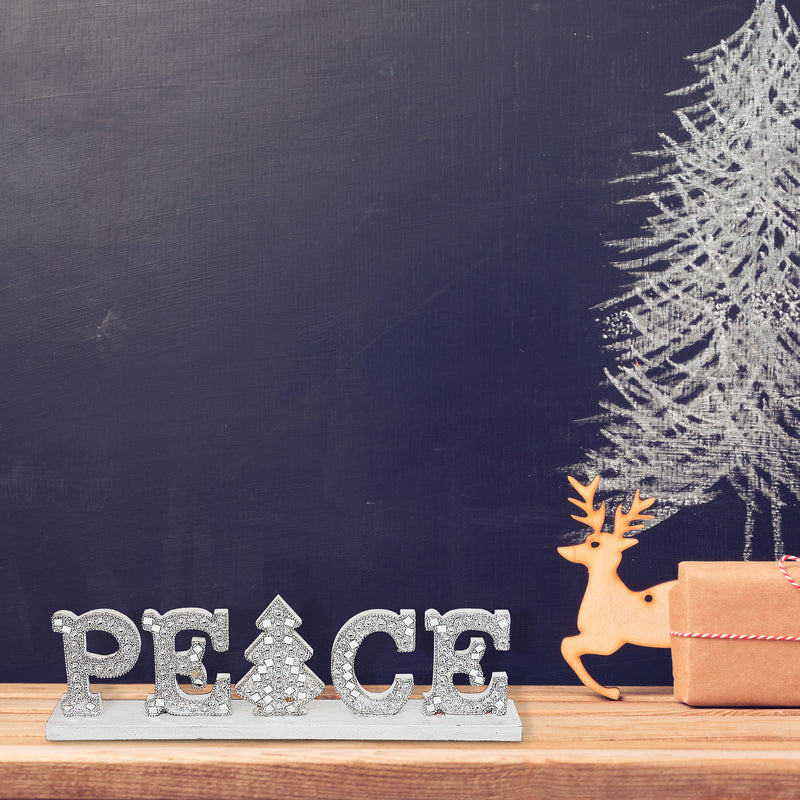 Christmas Silver Diamond Word Stand Peace