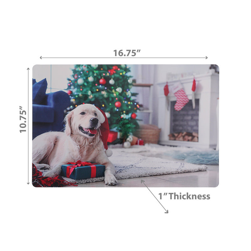 Christmas Plastic Placemat Dog With Gift - Set of 12