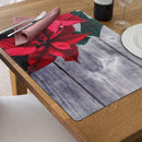 Christmas Plastic Placemat Poinsettia On Plank - Set of 12