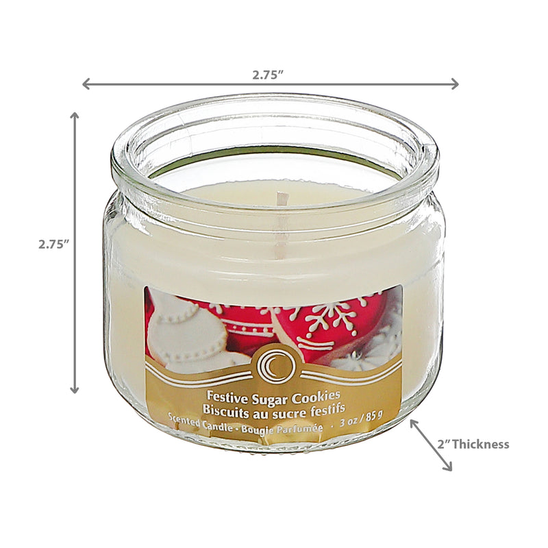 Christmas 3 Oz Scented Jar Candle Festive Sugar Cookies - Set of 4