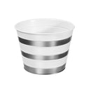 Metal Silver Striped Round Planter