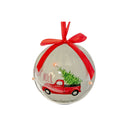 Led Ornament With Ribbon (Joyeux Noel Red Truck) - Set of 12