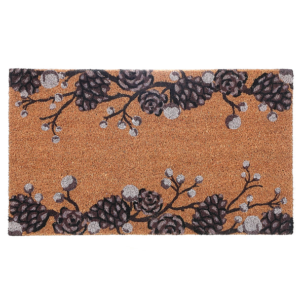 Christmas Coir Door Mat Pinecone & Berries