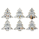 Christmas Ceramic Tree Shape Trivet Merry Christmas  - Set of 6
