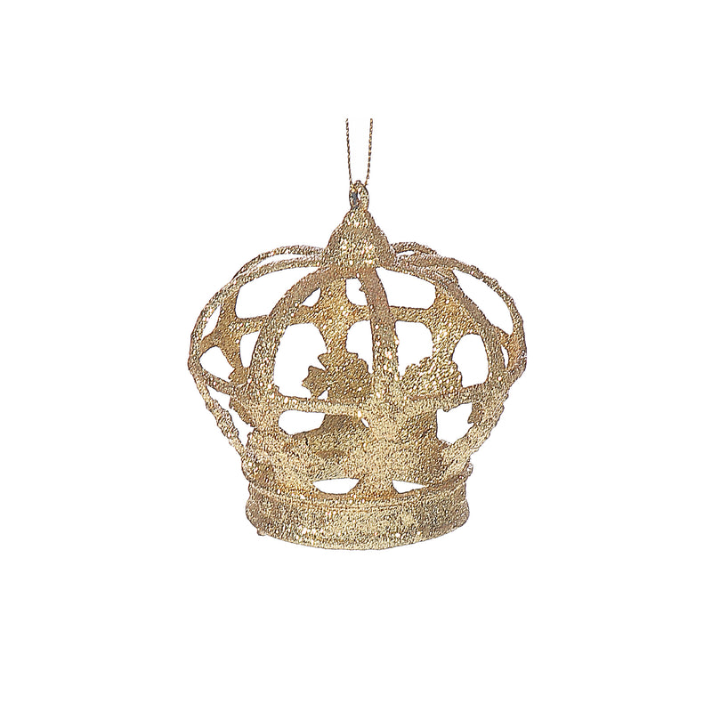 Christmas Gold Glitter Ornament Crown - Set of 12