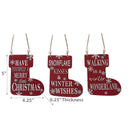 Christmas Flat Stockiing Shape Ornament - Set of 6