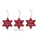 Christmas Flat Snowflake Shape Ornament - Set of 6