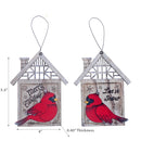 Christmas Wooden Cardinal In House Ornaments  - Set of 2