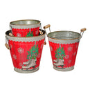 3Pc Nesting Tall Round Metal Planter (Skates)