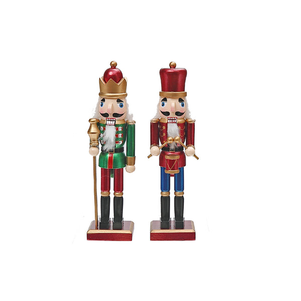 Christmas Wooden Nutcracker Figurine  10" - Set of 2