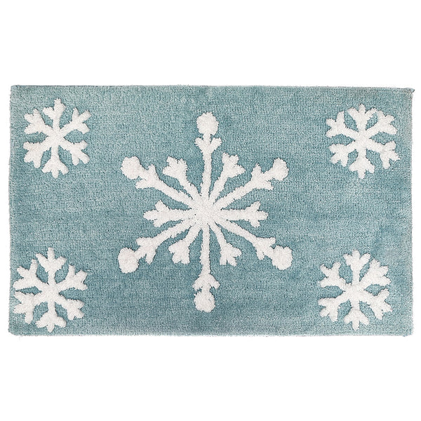Microfibre Bath Mat With Snowflake (Blue)