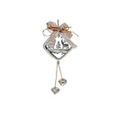 Metal Diamond Shaped Ornament With Reindeer (Silver) - Set of 6