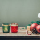 Christmas Frosted Glass Tealight Holders - Set of 2