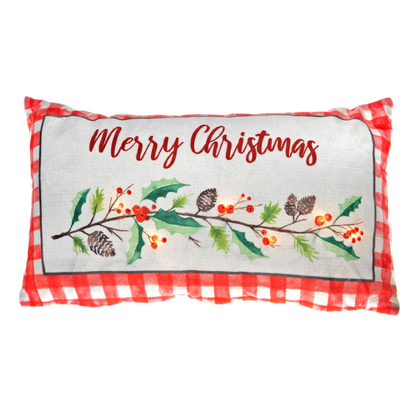 Led Velvet Cushion (Merry Christmas) (12 X 20) - Set of 2