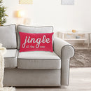 Christmas Velvet Embroidered Cushion Red Jingle 20X12 - Set of 2