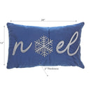 Christmas Velvet Embroidered Cushion Blue Noel 20X12 - Set of 2
