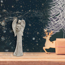 Christmas Polyresin Angel With Engravings - Set of 2 (Harp)