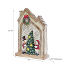 Christmas Led Polyresin House With Double Snowman