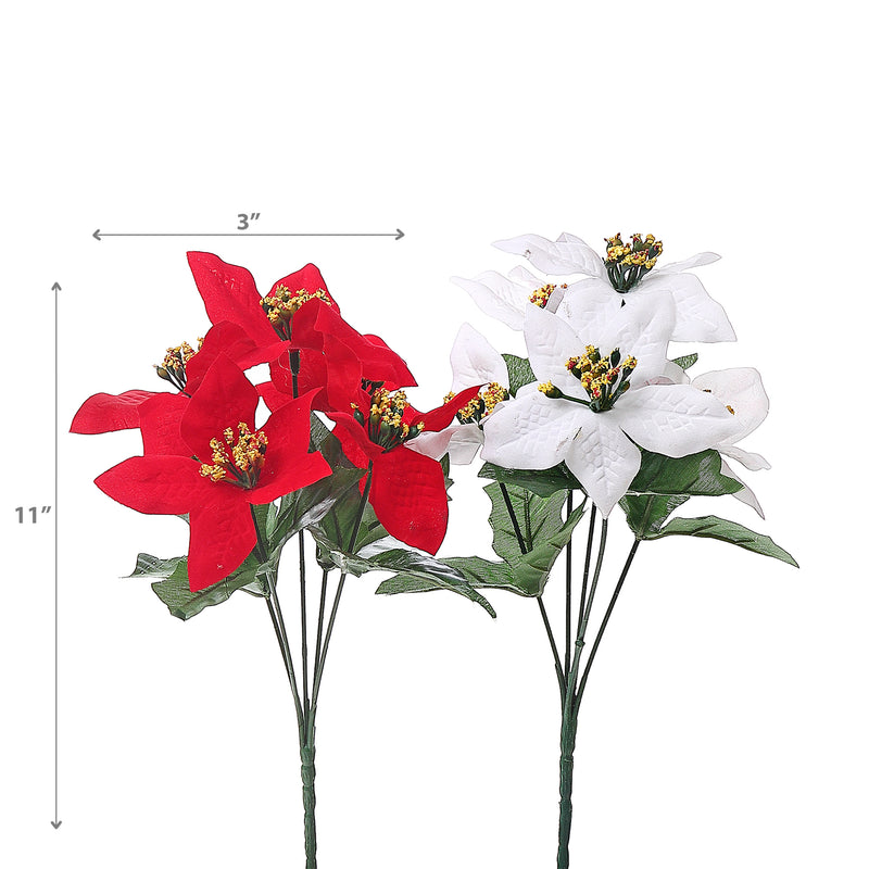 Christmas Poinsettia Bouquet 5 Head  - Set of 6