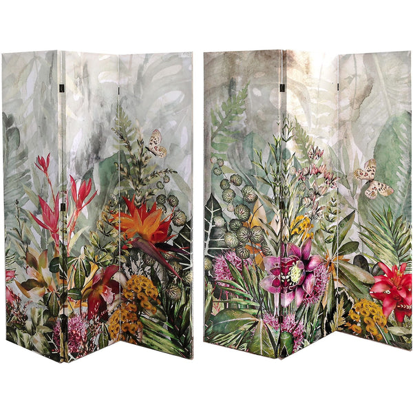 Double Sided 3 Panel Canvas Screen With Glitter (Garden Of Eden)