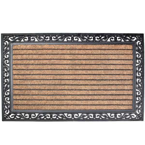 Rubber And Coir Brush Mat (Rect - Striped) (30 X 48)